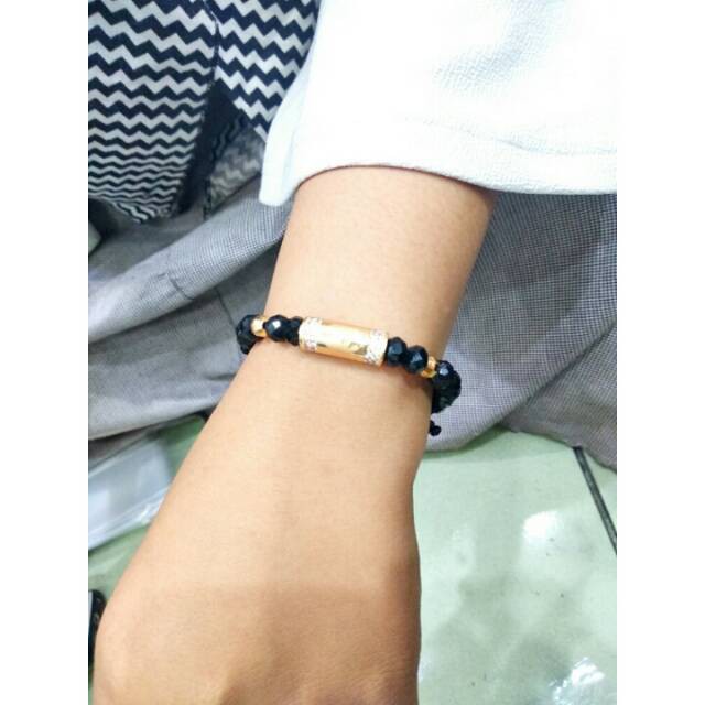 Gelang tangan wanita / gelang kristal tabung / gelang lapis emas