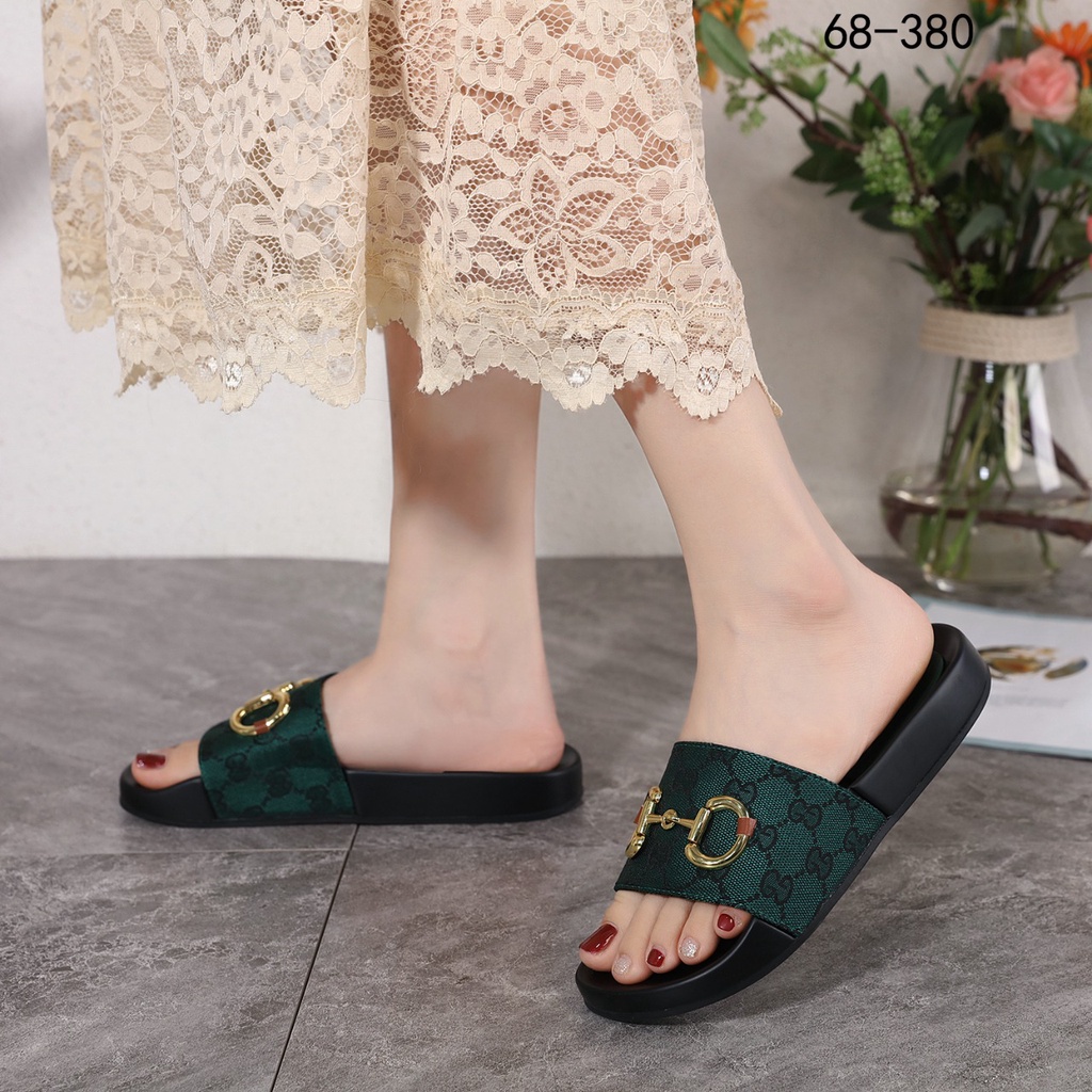 GC GG Canvas Horsebit Slide Sandals 68-380