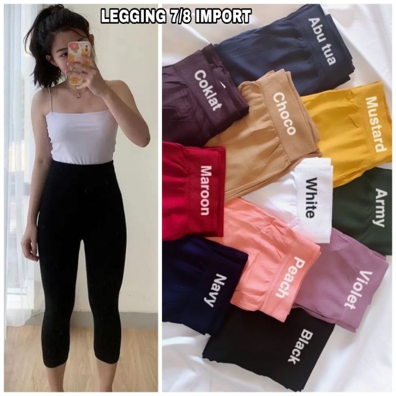 Legging HW Basic Polos 7/8 Premium Import Tebal Fit S-XXL Jumbo