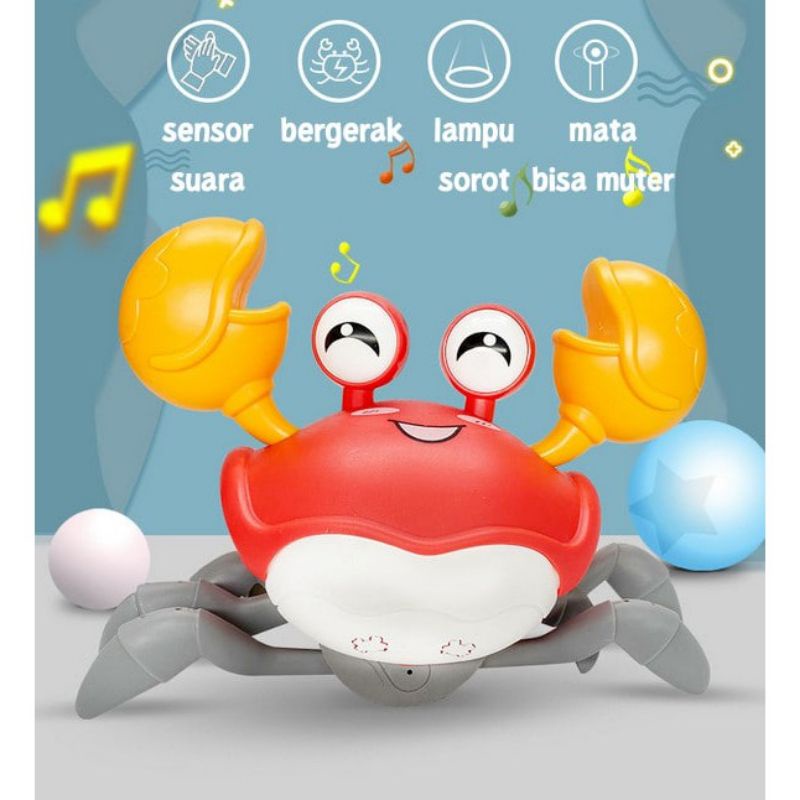 (PROMO) MAINAN ANAK TERBARU CARTOON CRAB ATAU KEPITING JOGET DENGAN SENSOR GERAK DAN BUNYI SUPER KEREENNNN