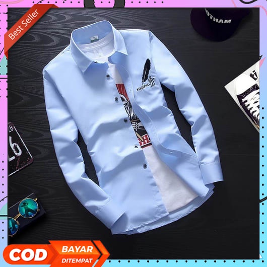 Kemeja Lengan Panjang Pria Polos / Kemeja Polos Panjang - Kemeja Polos Animos / Kemeja Korepall M,