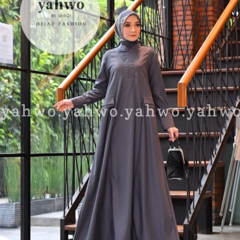 GAMIS ABU TUA/GAMIS DINAS KEMENAG/BAJU GAMIS WANITA/GAMIS TOYOBO FODU/YAHWO ORIGINAL/DRESS TERBARU/GAMIS  R009/YAHWO BY SHIDQI