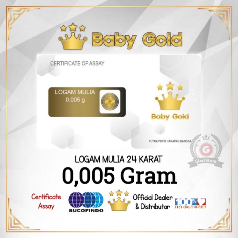 BABYGOLD 0.01 Gram Logam Mulia Emas Mini Asli 24 Karat