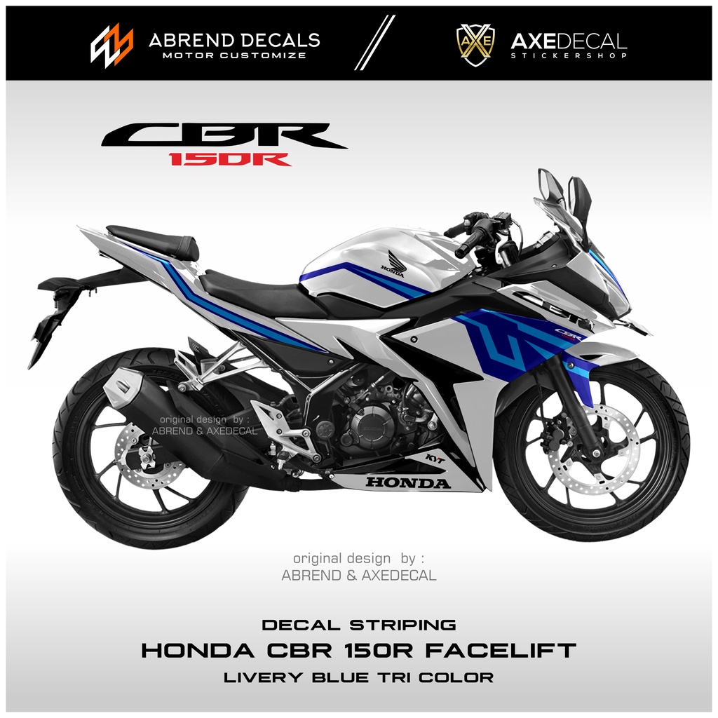 STRIPING CBR 150 R FACELIFT BLUE TRI COLOR RACING / STIKER MOTOR HONDA CBR 150R K45G K45N DESIGN CUS
