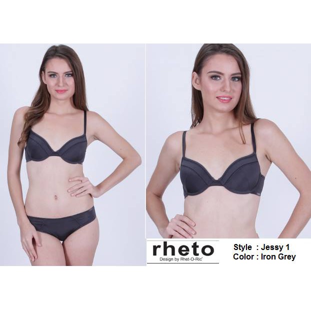 Bra Rheto style Jessy color iron grey dan cream dot  32C 34B 34C
