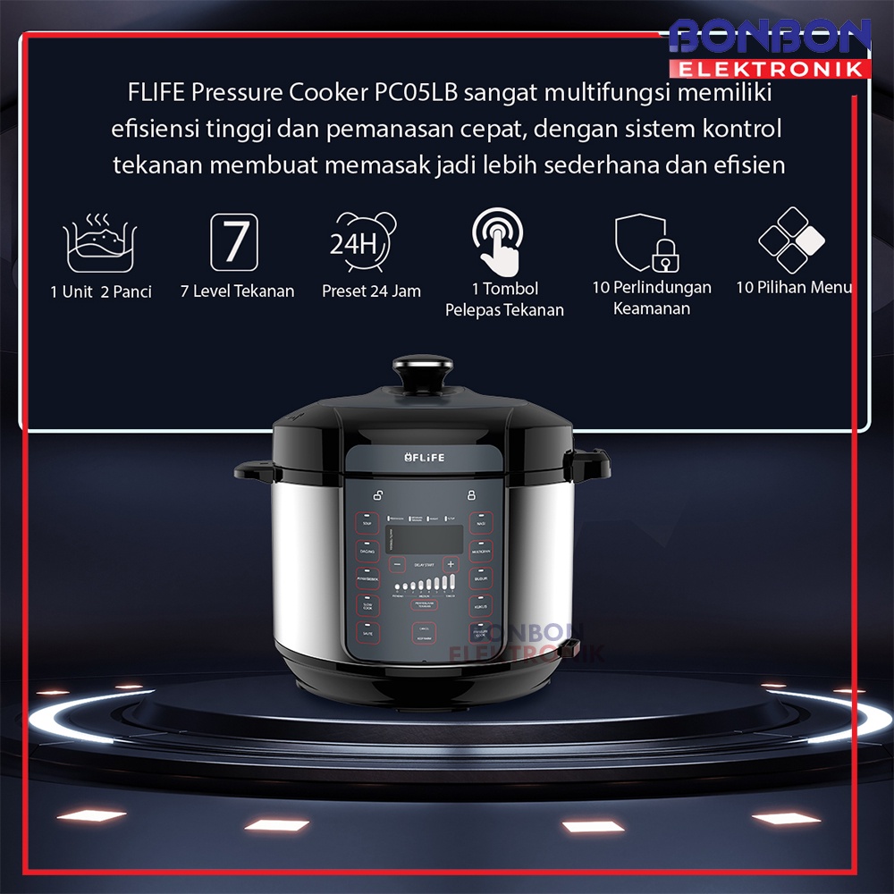 FLIFE Multifunction Pressure Cooker 5L PC05LB 550W