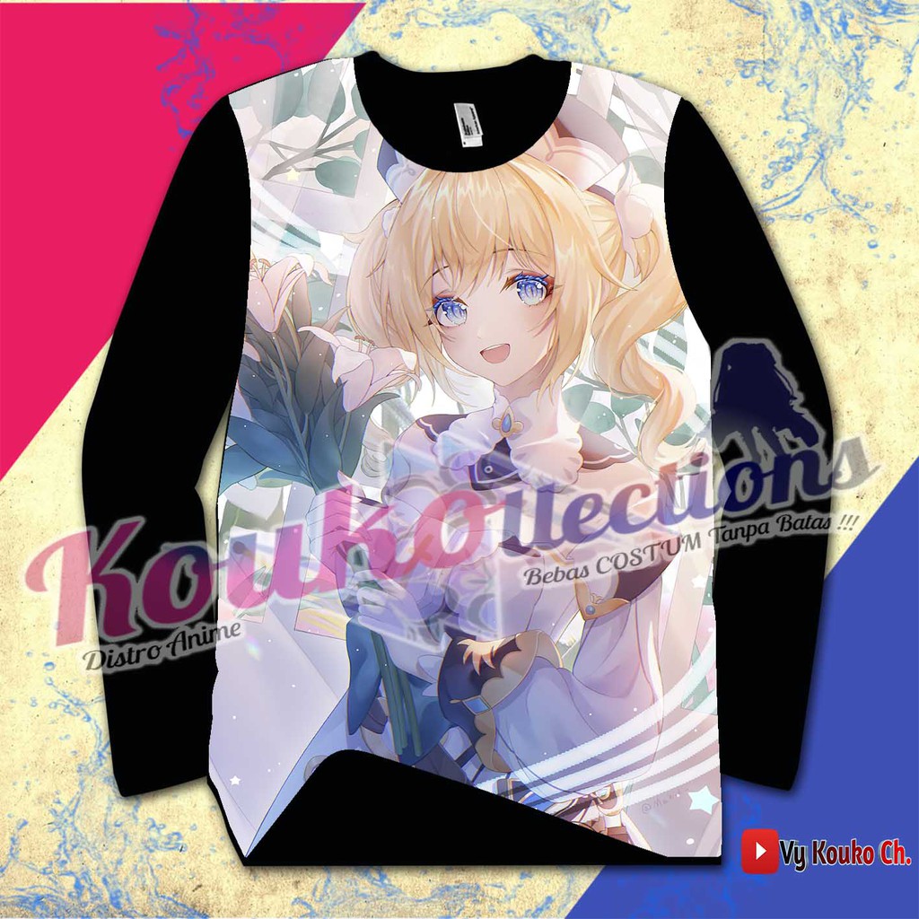 Longsleeve Barbara Genshin Impact Game MMORPG Toram online FULLPRINT pakaian pria anak Koukollection