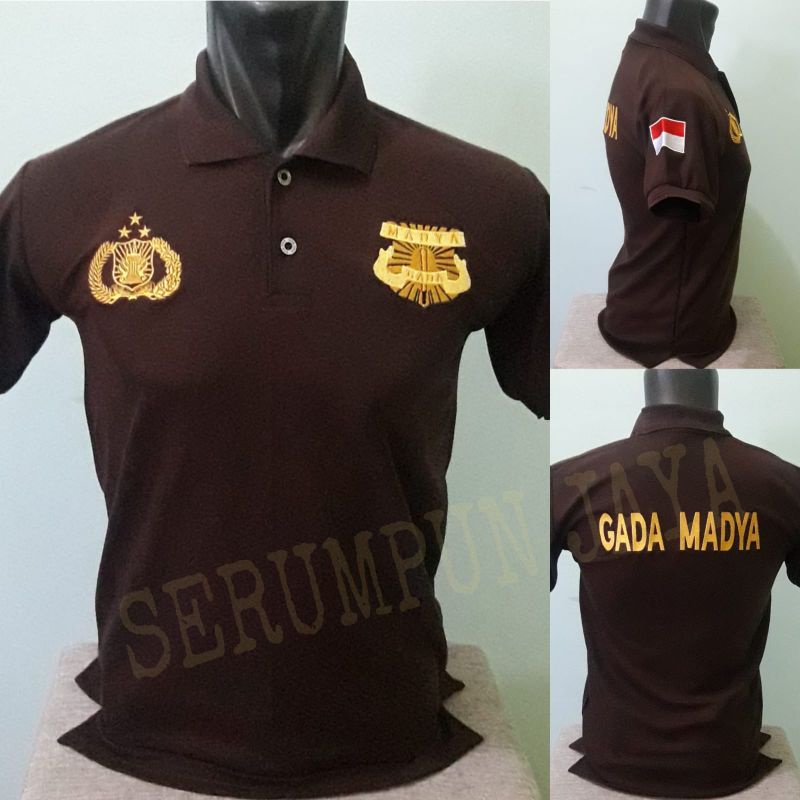 KAOS COKLAT GADA MADYA TERBARU - KAOS KERAH GADA MADYA COKLAT TERBARU FULL BORDIR