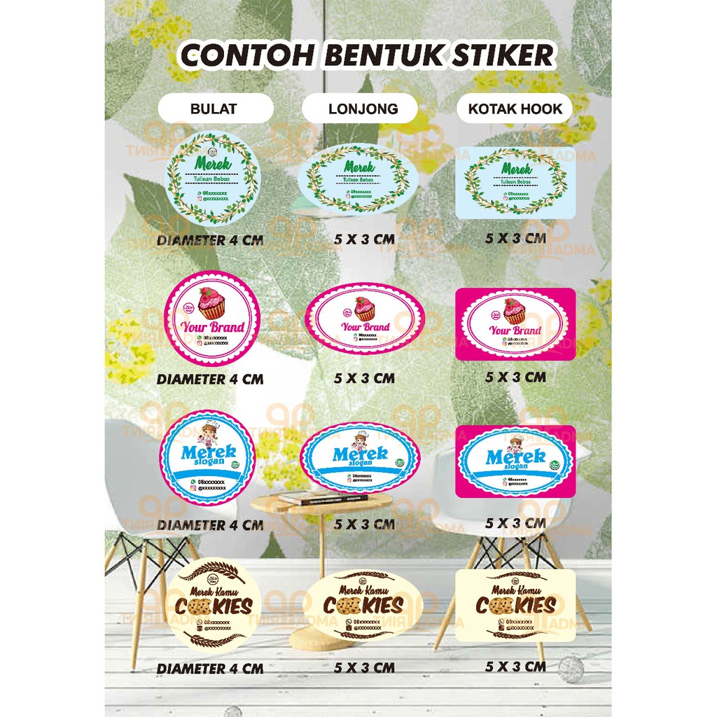 

Stiker/sticker label kemasan/makanan CROMO/VINYL/TRANSPARAN free template + CUTTING