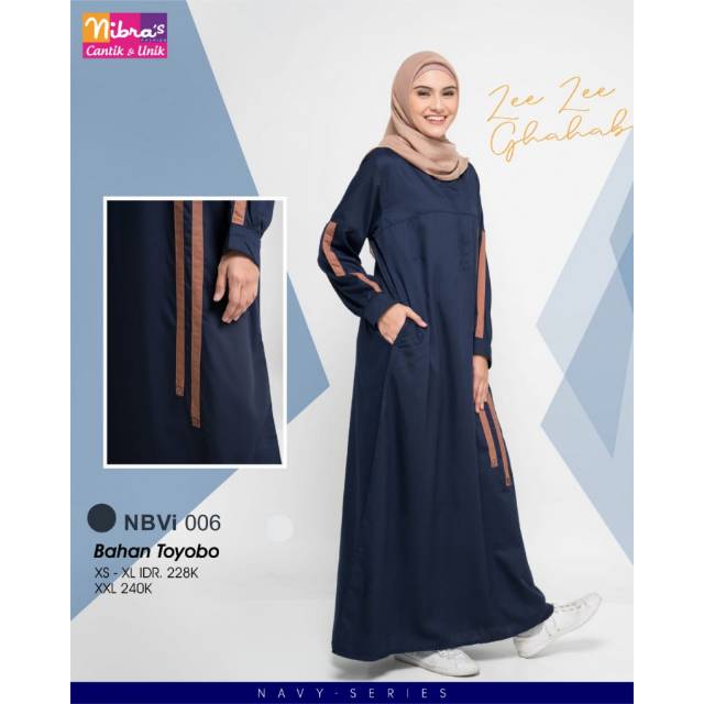 Gamis NBVI 06 Nibras / NBVI 06 Nibras / Gamis Warna Navy Nibras / Gamis Toyobo 100% Ori Nibras