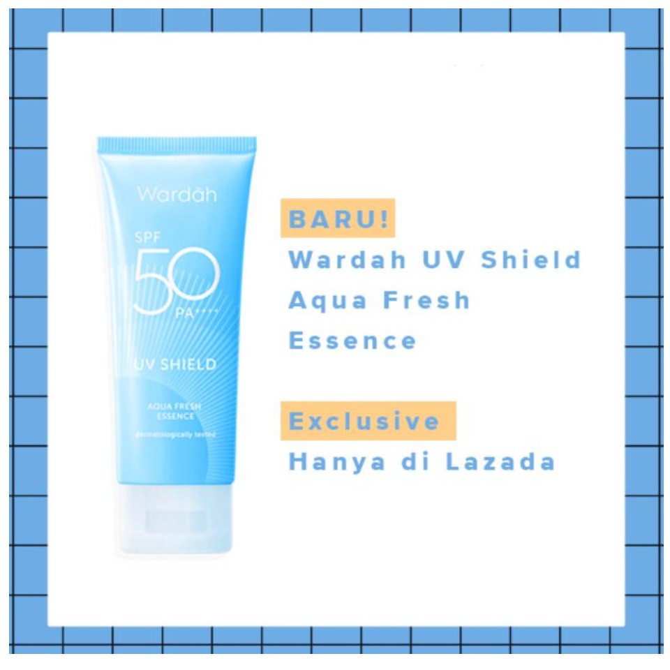 Wardah UV Shield Aqua Fresh Essence SPF 50 PA ++++ 30 ml - Sunscreen 0% Alkohol, Menghidrasi