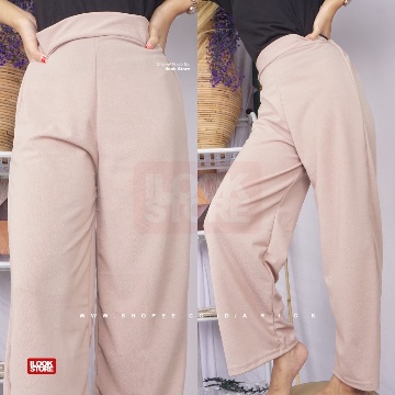 ilook | Kulot Leony Pants Panjang Polos | Bahan Creap - Fit to L