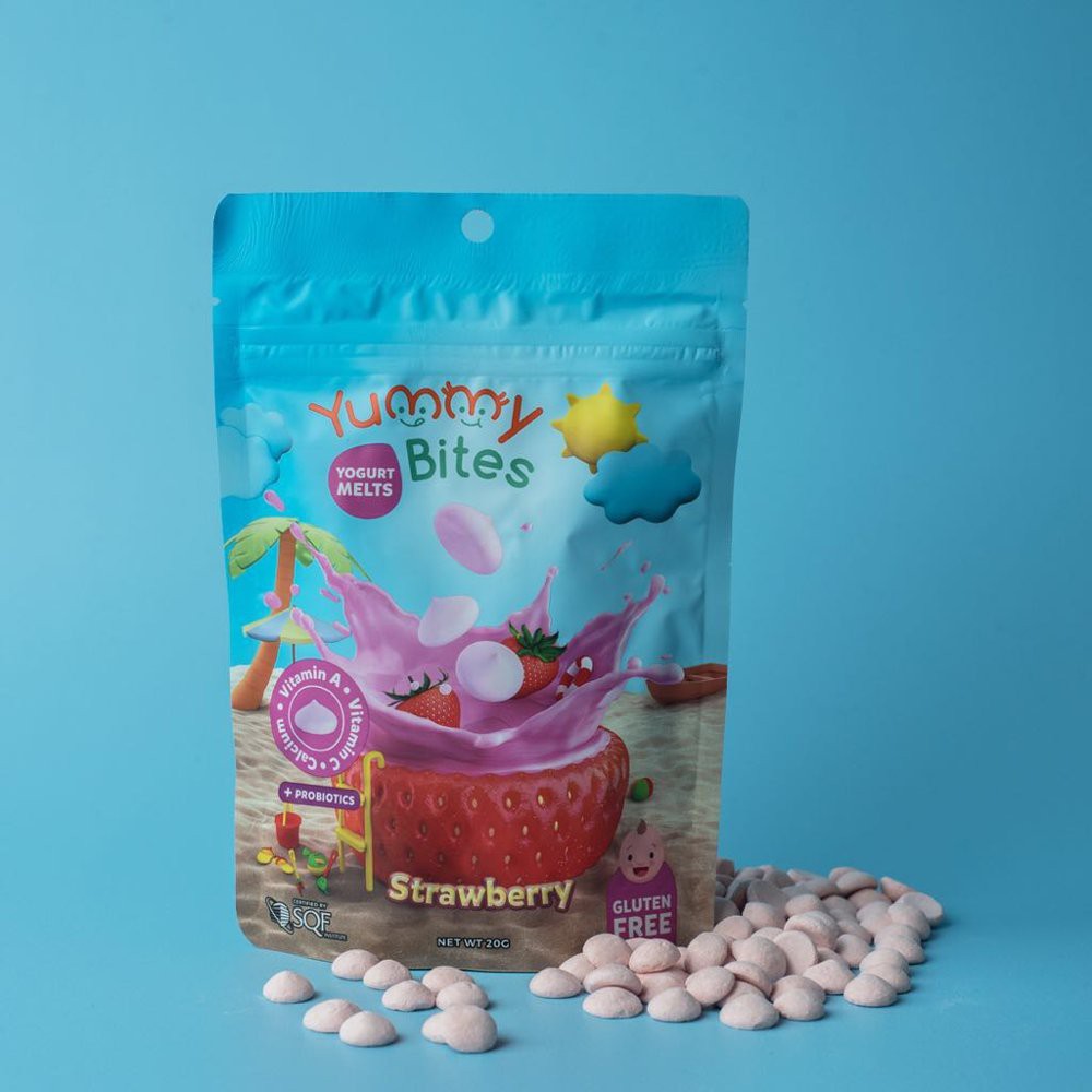 Yummy Bites Yogurt Melts 20gr (1tahun) / Yummybites Yogurt Melts 20gr / Snack MPASI / Snack Bayi / Snack Anak / Cemilan Bayi / Cemilan Anak /  Non MSG / Non pengawet / Non gula / Non garam