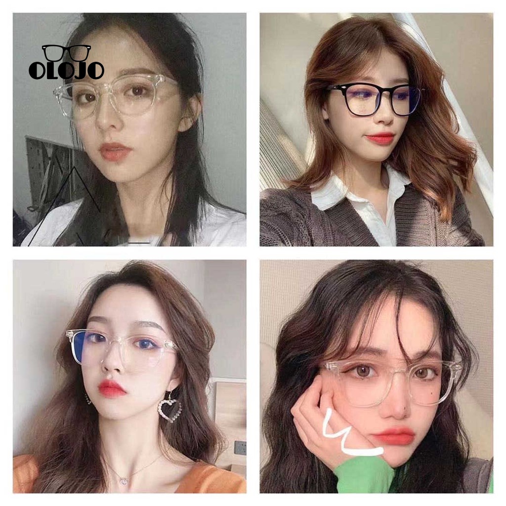 COD Kacamata Anti Radiasi Korea Wanita Kacamata Anti blue Untuk Pria Dan Wanita Fashion Gaya retro flat Eyeglasses OLOJO