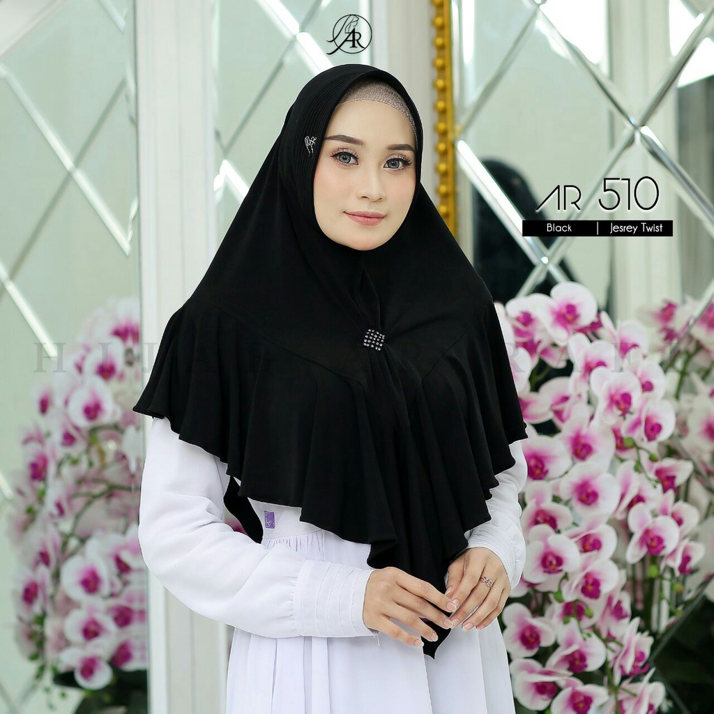 Kerudung Arrafi Instan Terbaru AR 510 Bahan Jersey Twist Aksen Permata