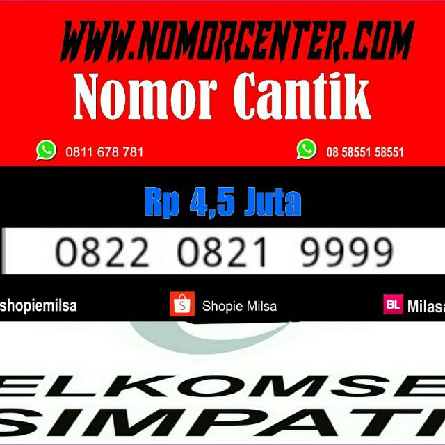 Nomor Cantik Simpati Seri Kuartet 9999_ 0822 0821 9999 Simple terbaik #NC2 24