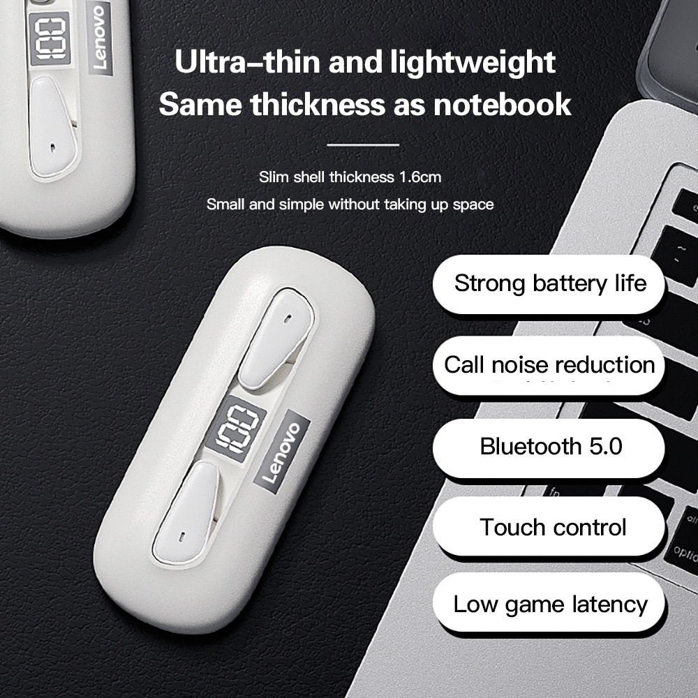 (100% orignial Lenovo, Yang palsu kalah sepuluh)Lenovo XT95 TWS Earbud Mini Slim Headset Bluetooth 5.0 / Earphone AI Kontrol Sentuh Bass Stereo