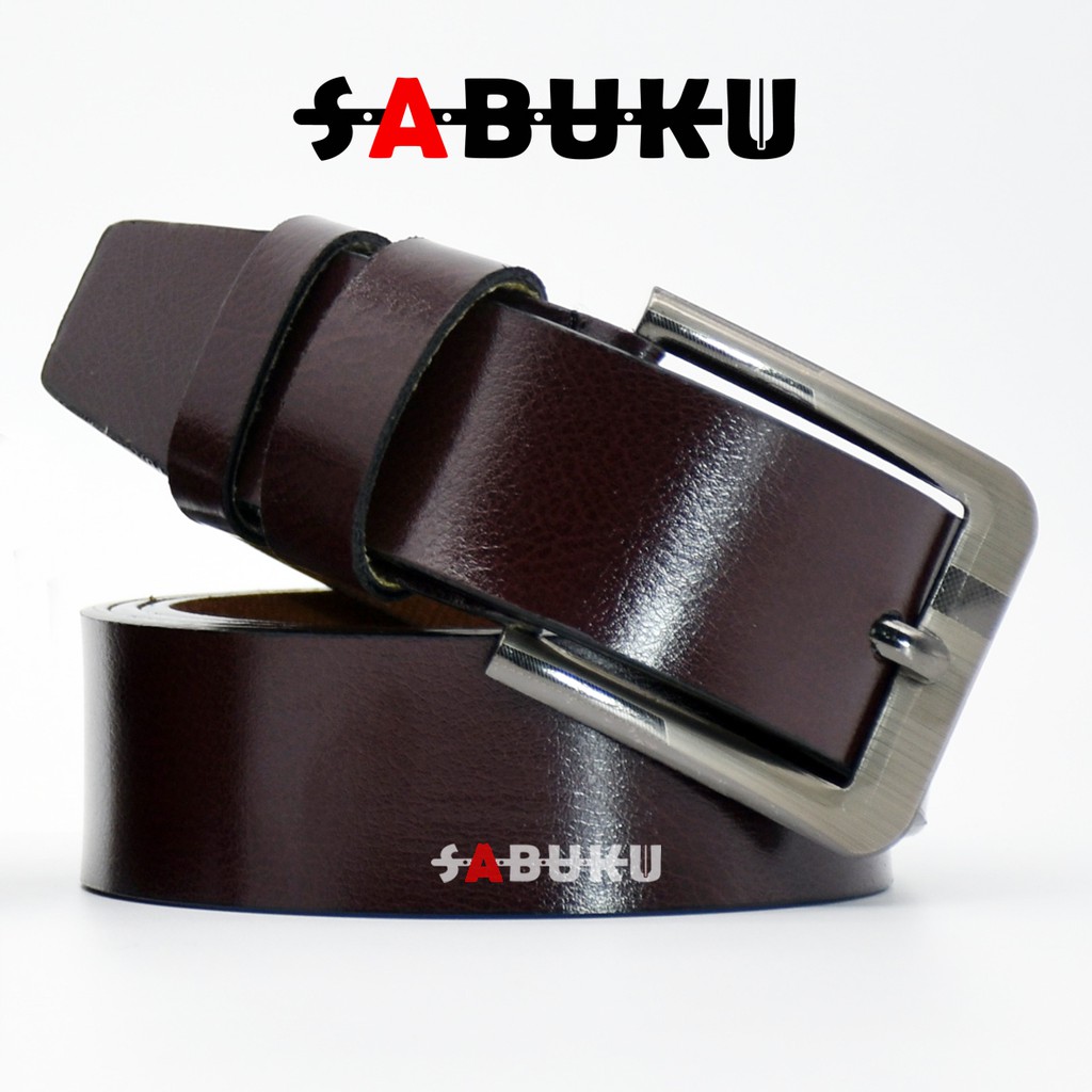 [S&amp;K] Ikat Pinggang Pria Sabuk Pria Model Tusuk Jarum Bahan Kulit Imitasi Gesper Pria Men Belt-SK004