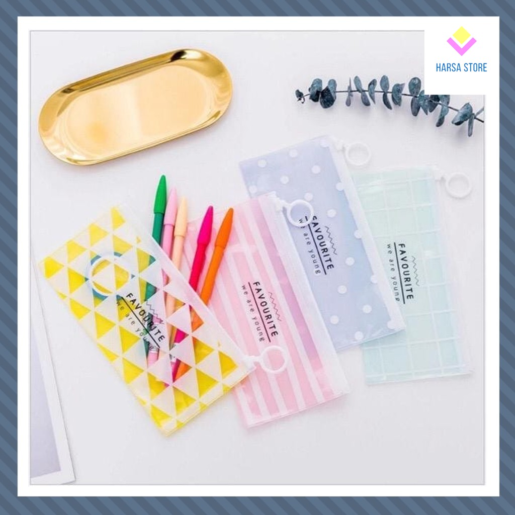 

Tempat Pensil Zip Transparan Pastel