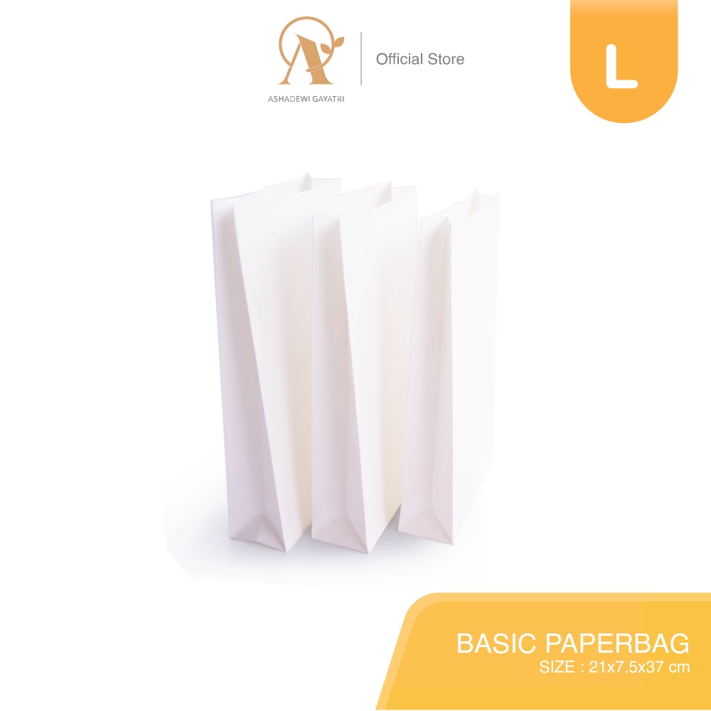 

Ashadewi Gayatri - Basic Paperbag (Large:21x7.5x37 cm cm) White Samson 120gr