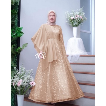 Baju Gamis Brukat Wanita Remaja Terbaru 2022 Maxy Rizqiana Brukat  Model Kekinian Edisi Lebaran Baha