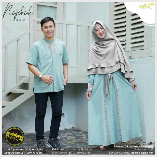 Setelan couple gamis dan kemeja koko Najibah by Sohib Solo