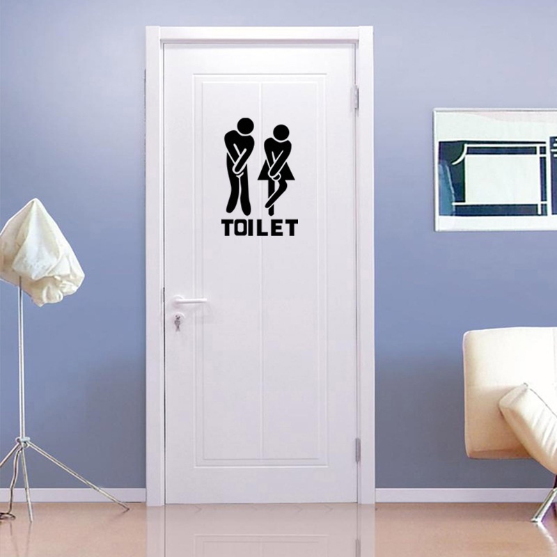 Stiker Pintu Toilet Ukuran 13x18cm Tahan Air Untuk Dekorasi Kamar Mandi