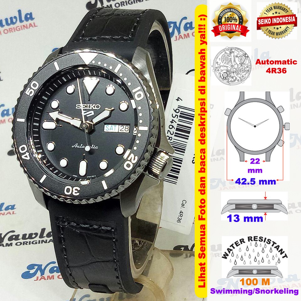 Seiko 5 Sports SRPD65K3 Auto Silicone Leather - Jam Tangan Pria SRPD65