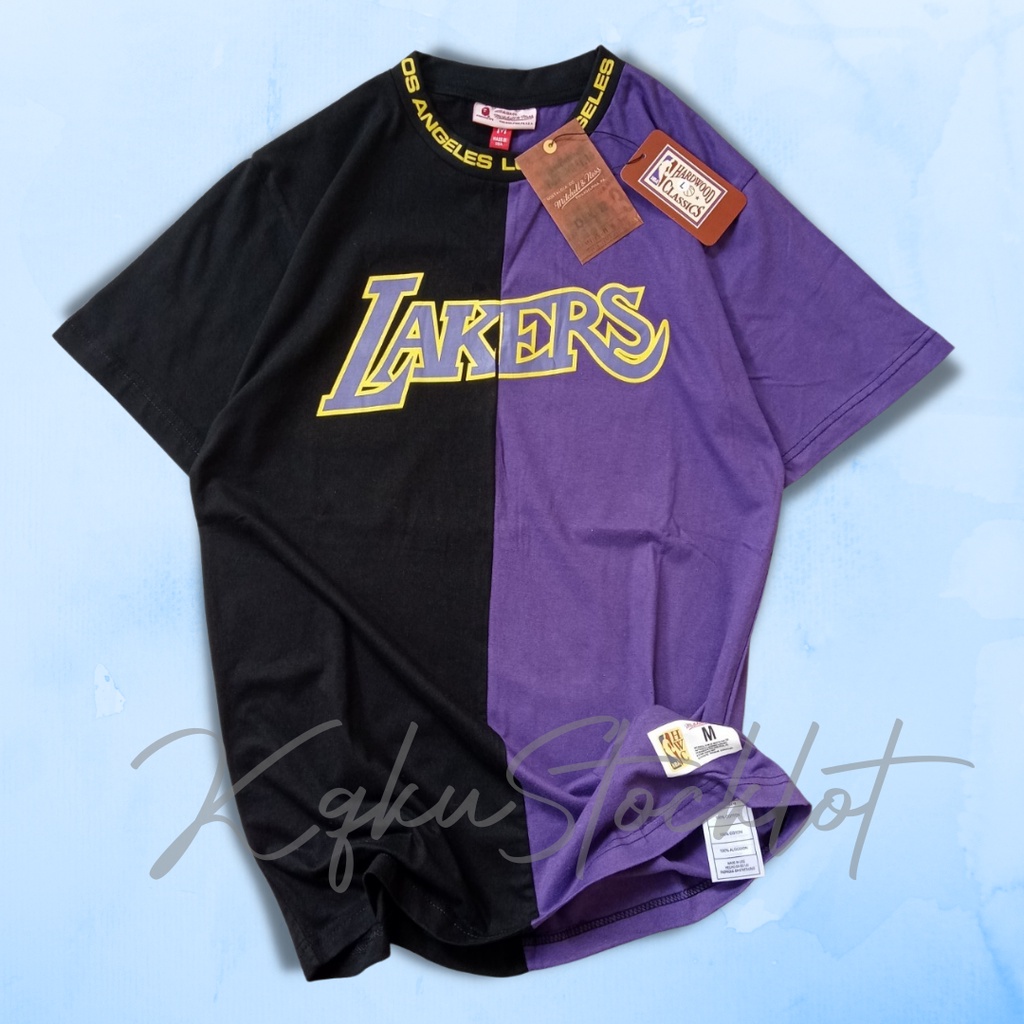 KAOS BAJU LAKERS MITCHELL AND NESS FONT BASIC | TSHIRT LAKERS MIRROR HIGH QUALITY FULLTAG