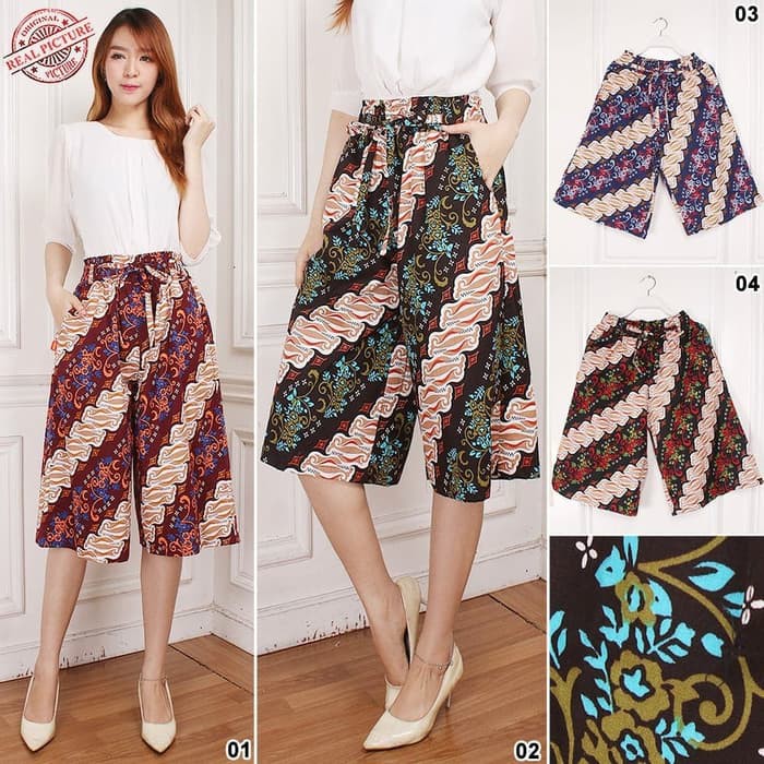 Celana Kulot Eka Batik Jumbo Wanita - Maroon