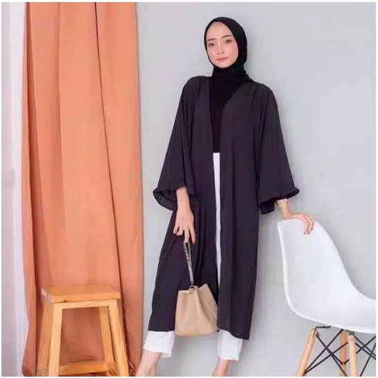 YURA CARDI -  long outer long outer polos ruffle murah Terbaru - BUSANA YUUNA LONG OUTER / YURA LONG