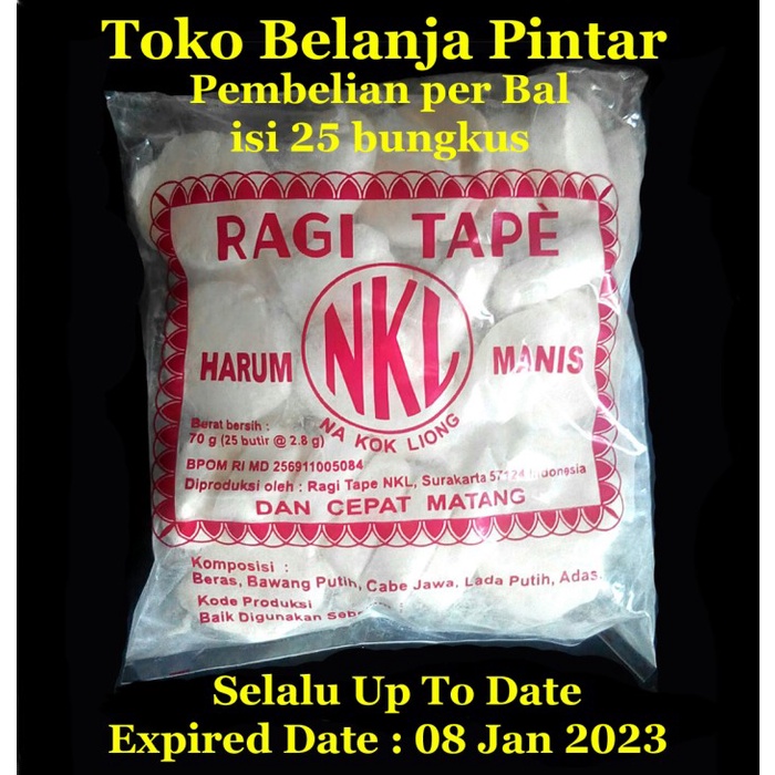 

Ragi Tape NKL per Bal isi 25 bungkus