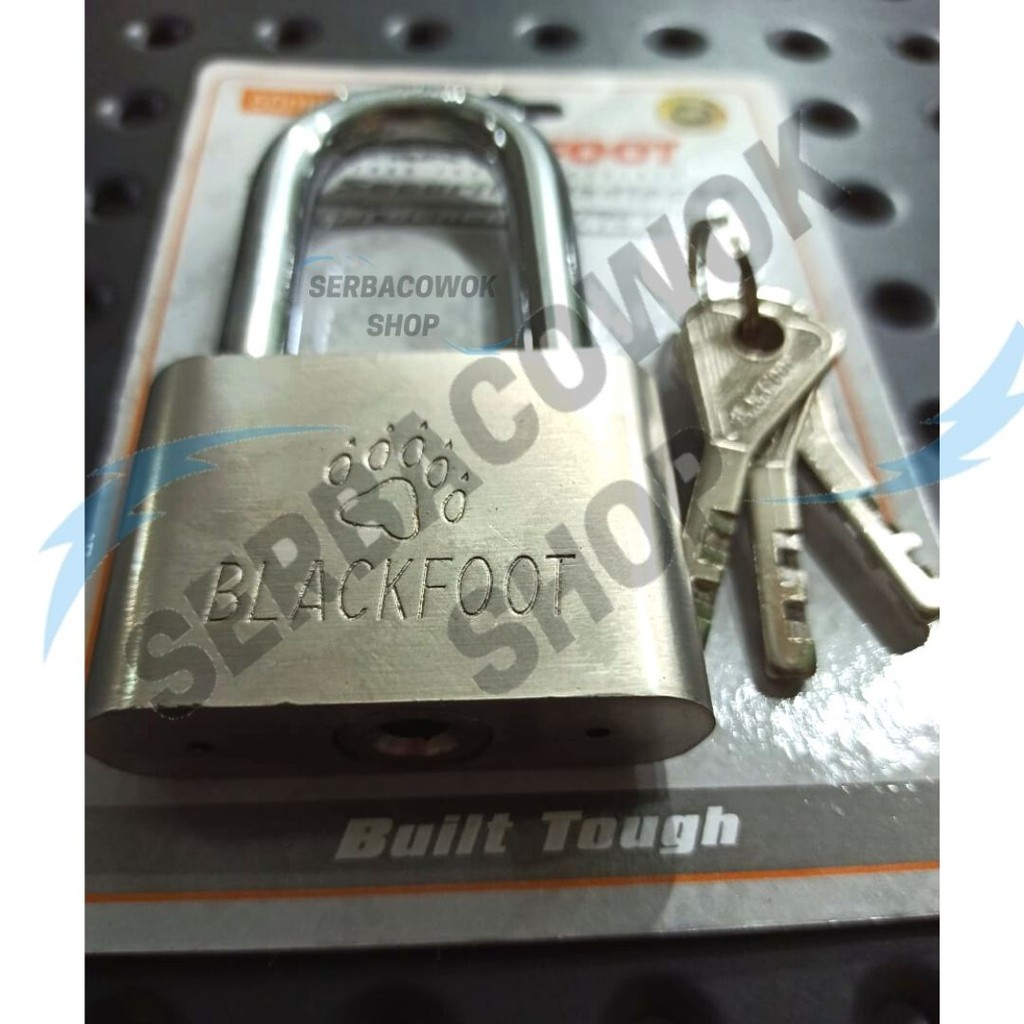 Blackfoot Gembok Putih 50 mm Leher Panjang Chrome Gembok Pelor 3 Anak Kunci Gembok Anti Maling Murah