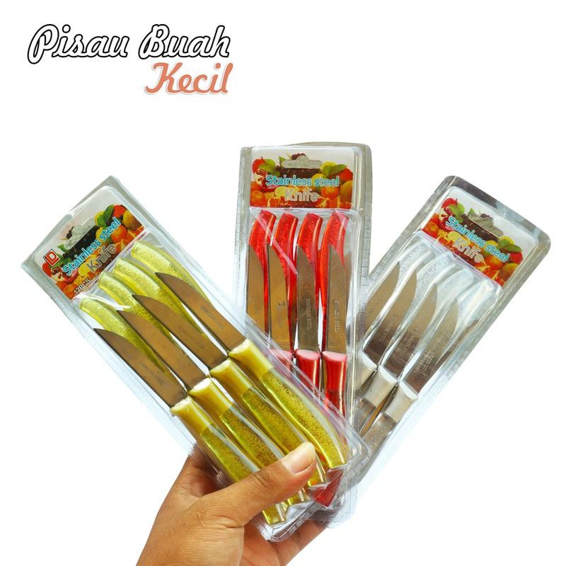 Pisau Ukir Buah Hias Stainless isi 12 pcs / Fruit Knife - Random