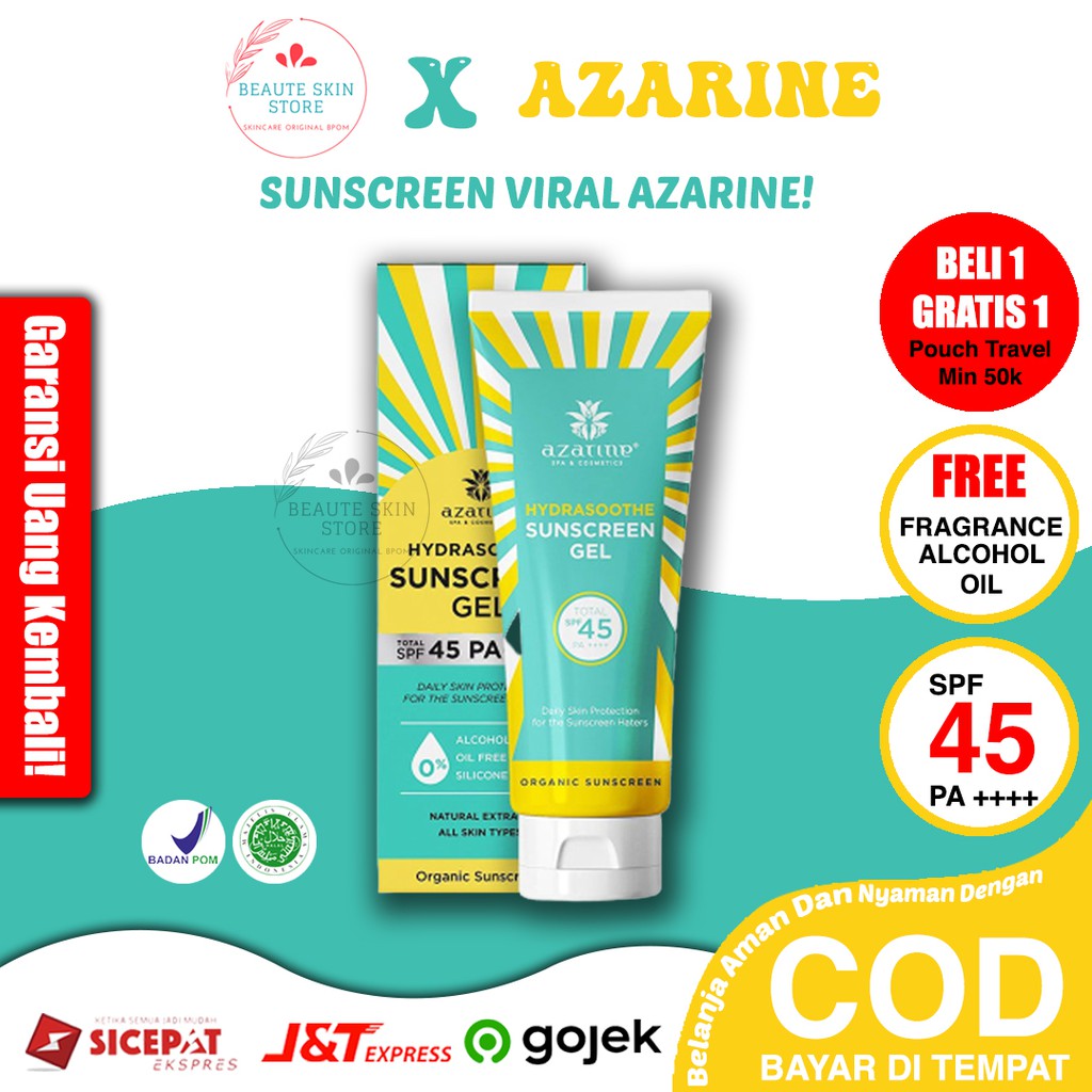 Jual Azarine Hydrasoothe Sunscreen Gel Spf Pa Azzarine Suncreen New