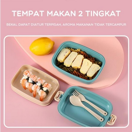 Samono STW10 Kotak Makan Bento 2 Tingkat Microwaveable Lunch Box Susun Food Grade Material