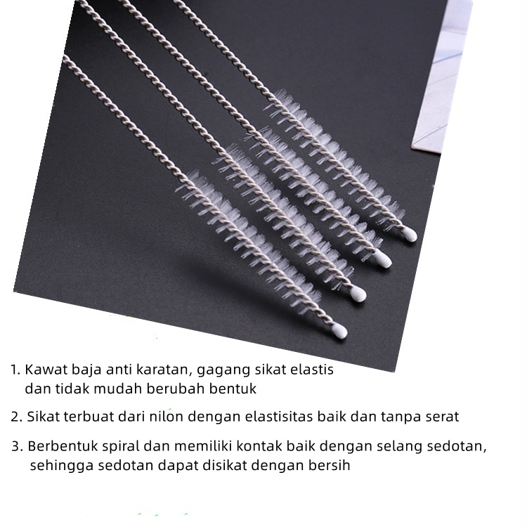 Sikat Pembersih Selang Sedotan Botol Straw Brush Sikat Botol Susu Bayi Stainless Straw Cleaning Brush XH03