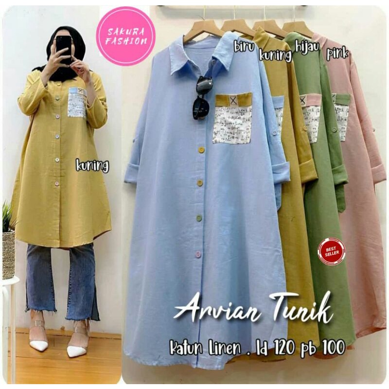 ARVIAN TUNIK BY SAKURA||KATUN LINEN LD 120 PB 100