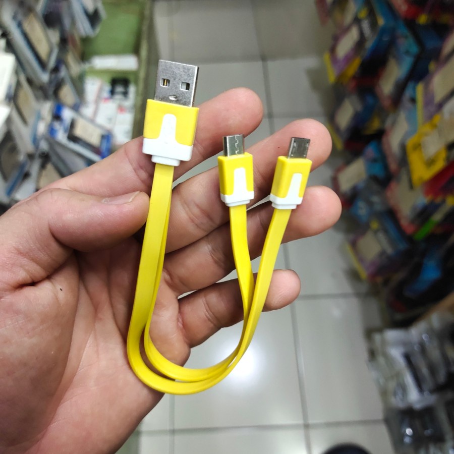 KABEL CHARGER / KABEL POWERBANK 2 CABANG MICRO USB MICRO USB MANTUL