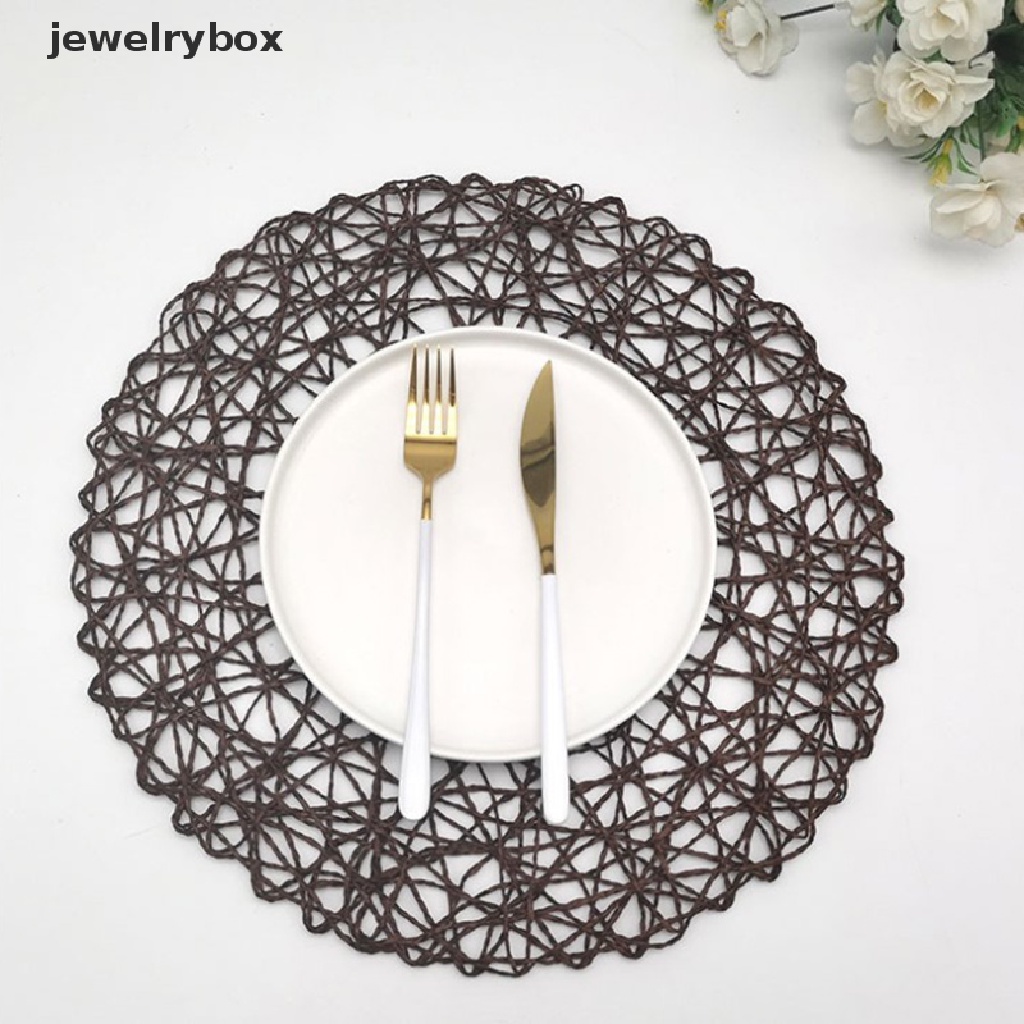 (jewelrybox) Alas Piring Bentuk Bulat Bahan Woven Untuk Meja Makan