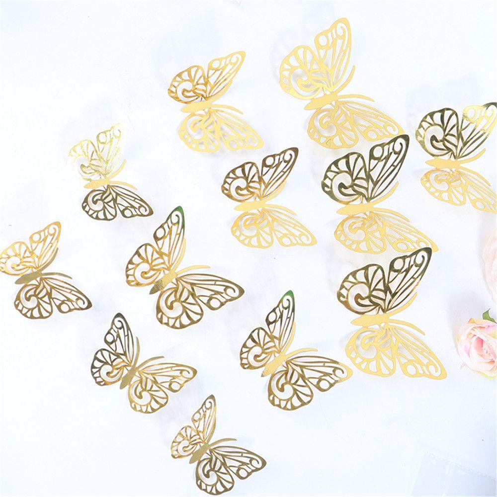 Populer 12Pcs /Set Stiker Dinding 3D DIY Warna Metalik Kamar Anak Dekorasi Rumah