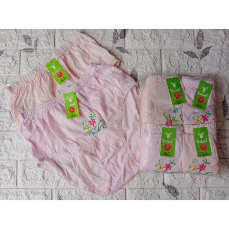 6PCS//CD WANITA BAHAN KATUN MOTIF BORDIR MERK YUTIND