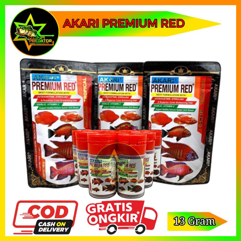 Pelet Akari Premium Chiclid Red Yellow Blue Repack 13 Gram