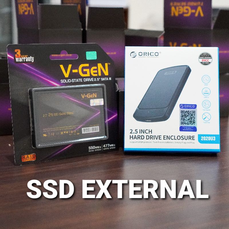 SSD V-GeN 2TB PORTABLE SATA 3 + ORICO HDD ENCLOSURE VGEN EXTERNAL PORTABEL 2 TB