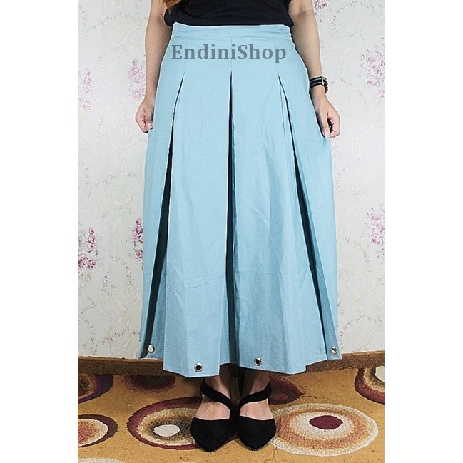 Rok Wanita Panjang 7/8 Bot Ring Numia Namira Maxi Skirt Modis Pakaian Wanita-Biru Semen