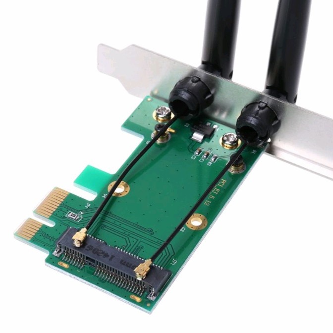 Wifi adapter card pcie x1 to mini pcie with antenna wireless network