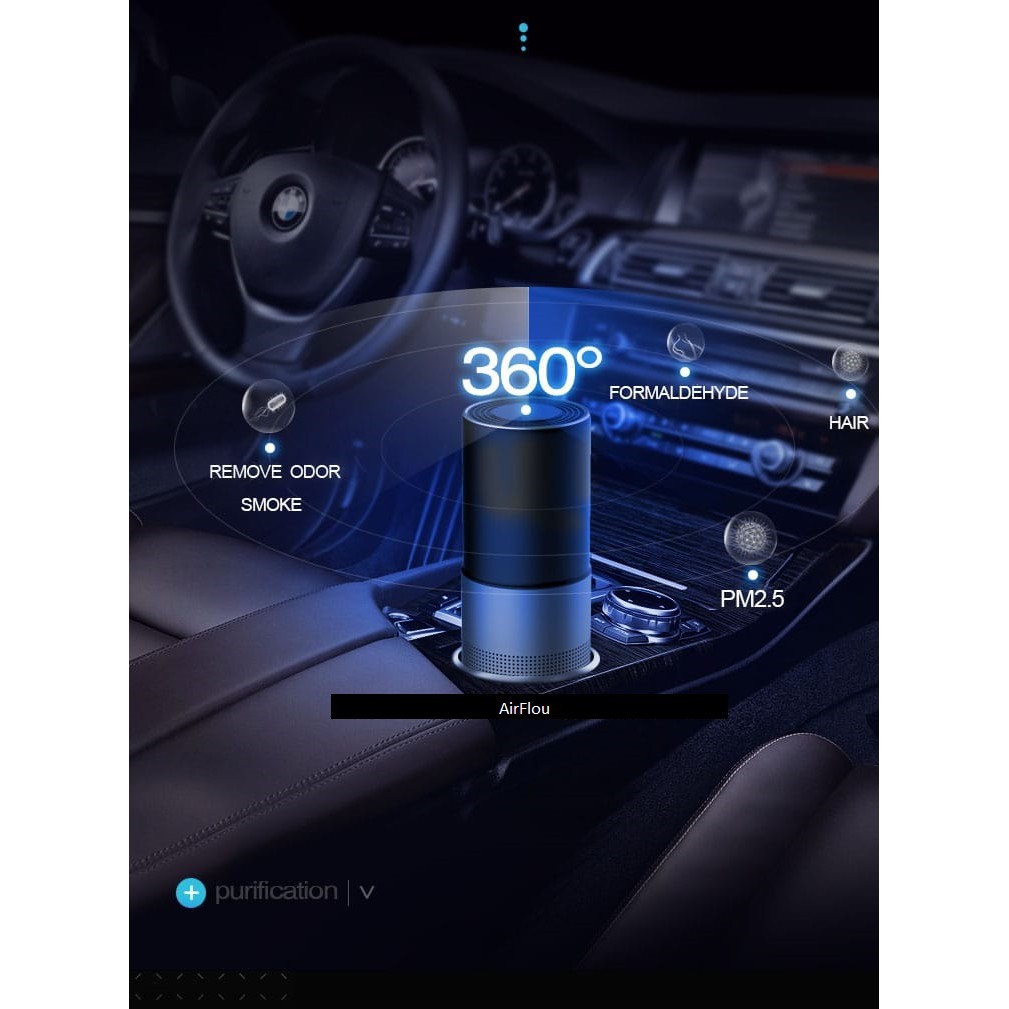 AIRFLOU Hepa Active carbon Filter purifier for car office ionizer