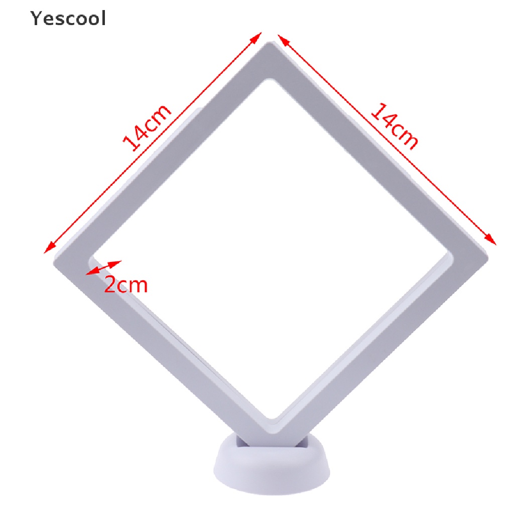 Yescool Kotak Frame Display Holder Koin / Perhiasan Bentuk Persegi 3D Dengan Stand