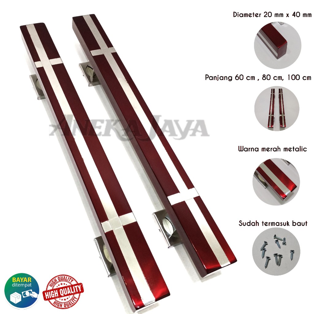 Handle Pintu rumah panjang 60 cm 80 cm 100 cm Tarikan Pintu Pegangan Pintu rumah minimalis merah