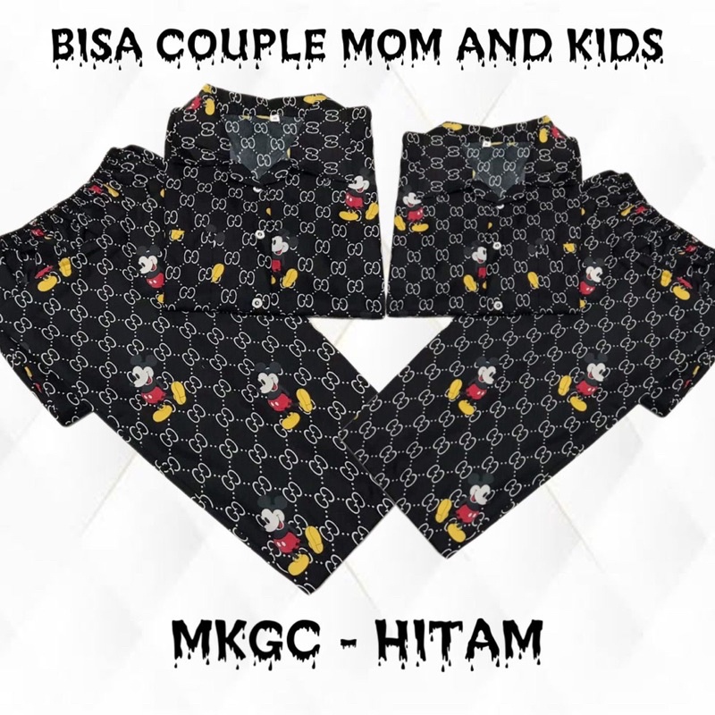 MKGC COKLAT HITAM &amp; ABU - stelan bajutidur piyama bisa couple family mom and kids katun dewasa anak